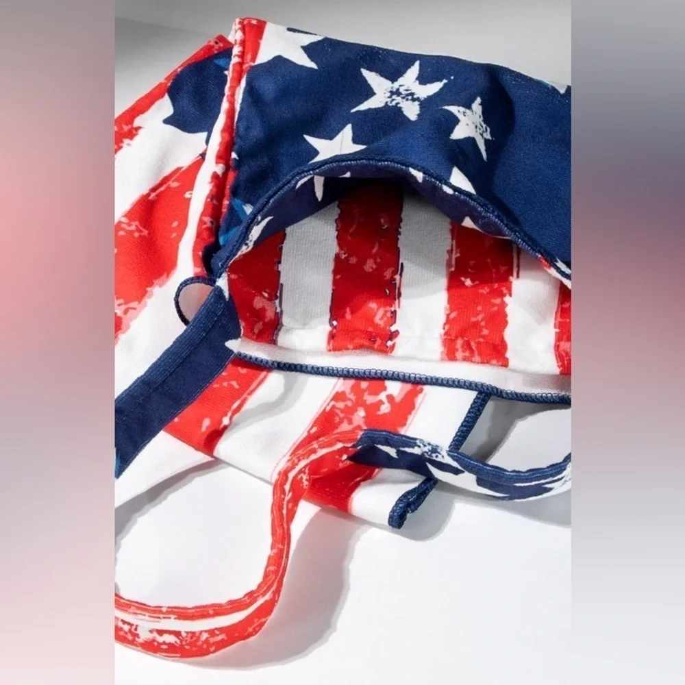 2 In 1 USA American Flag Motif Bag and Beach Towel